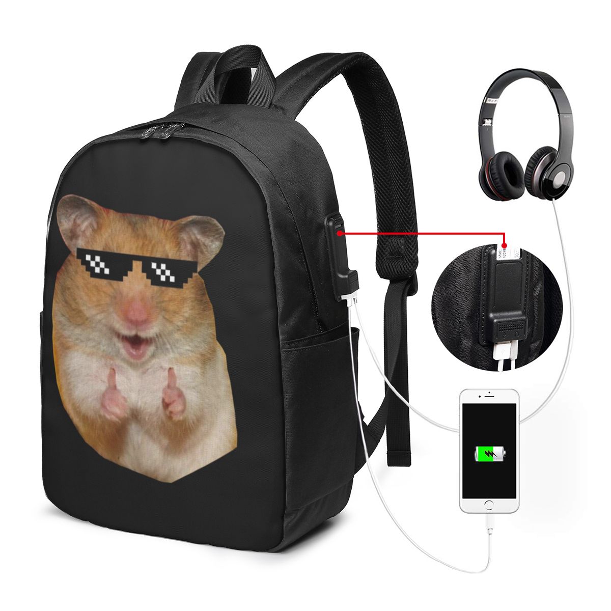 Women Bags For Laptop - Funny Hamster Backpack Travel Notebook Bag