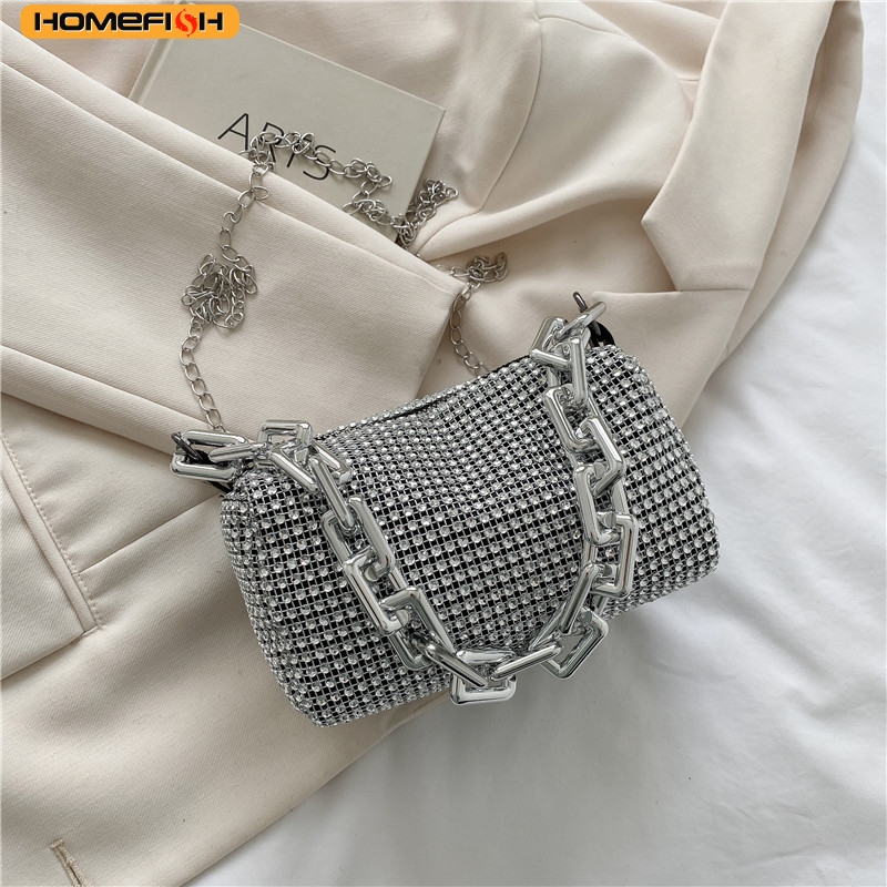 Mini Purse Chain - HOMEFISH Sparkling Rhinestone Bucket Bag, Chain