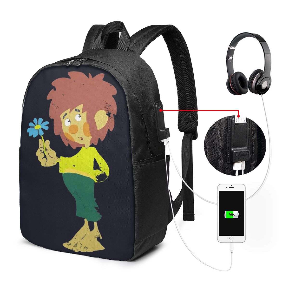Women Bags For Laptop - Pumuckl Blume - Figur Backpack Travel