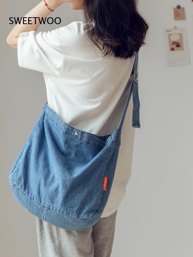 Casual Washed Denim Crossbody  - đánh giá và giá Women Bags Jeans