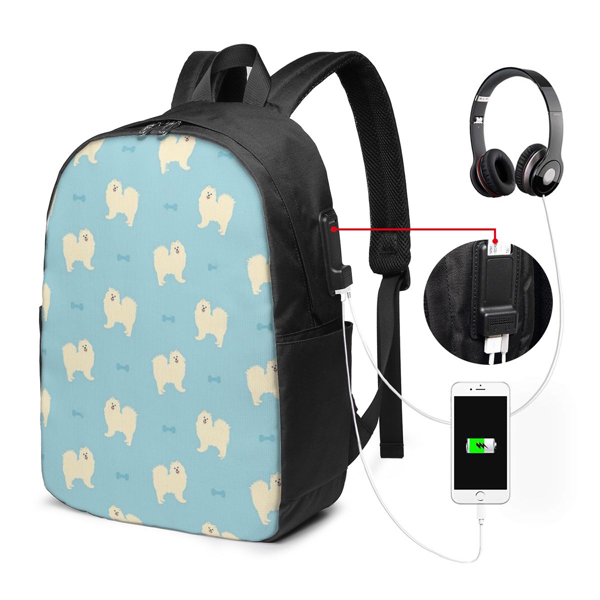 Samoyed Dog Backpack Travel No - đánh giá và giá Women Bags For Laptop