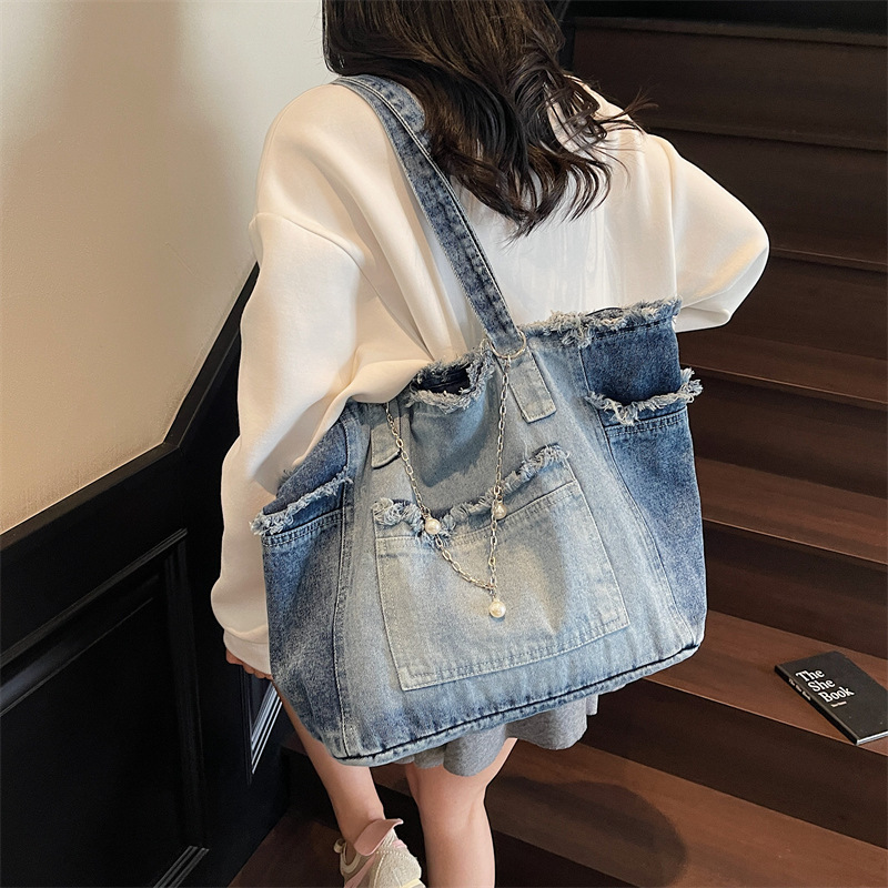 Trendy Distressed Denim Tote B - đánh giá và giá Women Bags Jeans