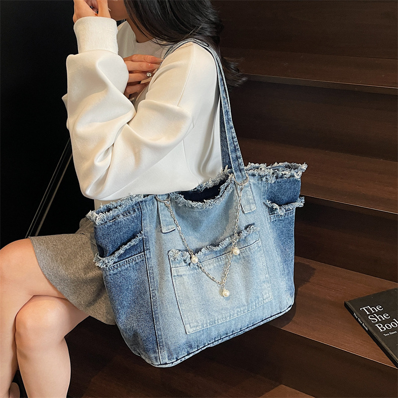 Trendy Distressed Denim Tote B - đánh giá và giá Women Bags Jeans