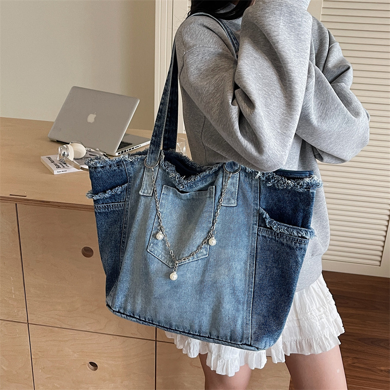Trendy Distressed Denim Tote B - đánh giá và giá Women Bags Jeans