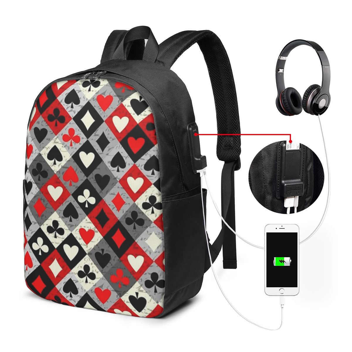 Playing Cards Poker Print Back - đánh giá và giá Women Bags For Laptop