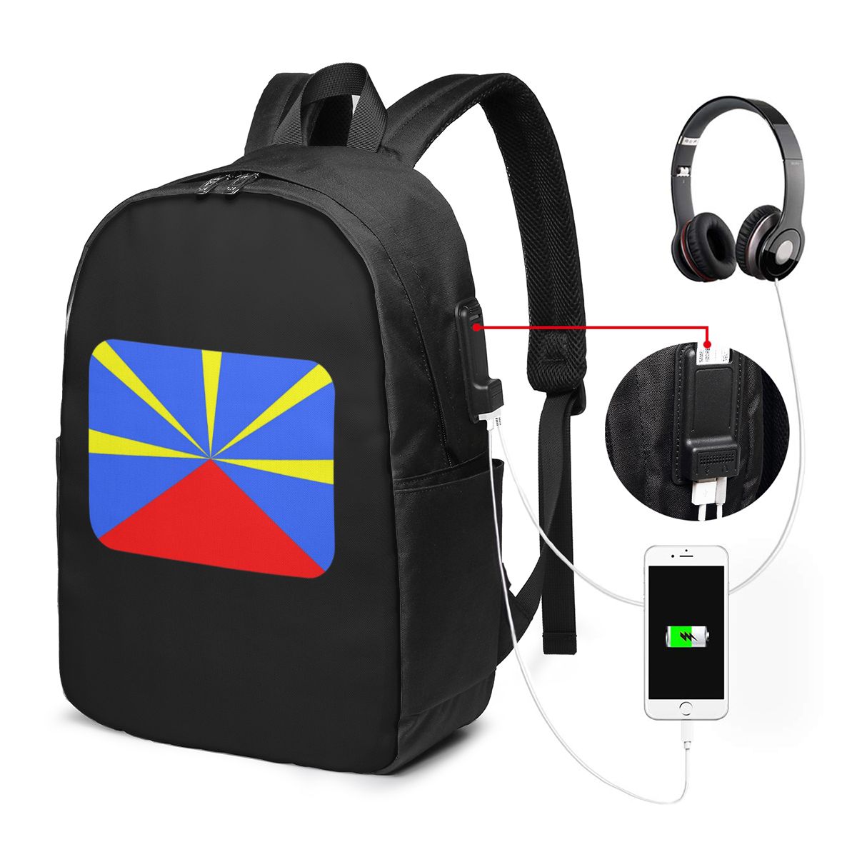 974 Reunion Island Flag Backpa - đánh giá và giá Women Bags For Laptop