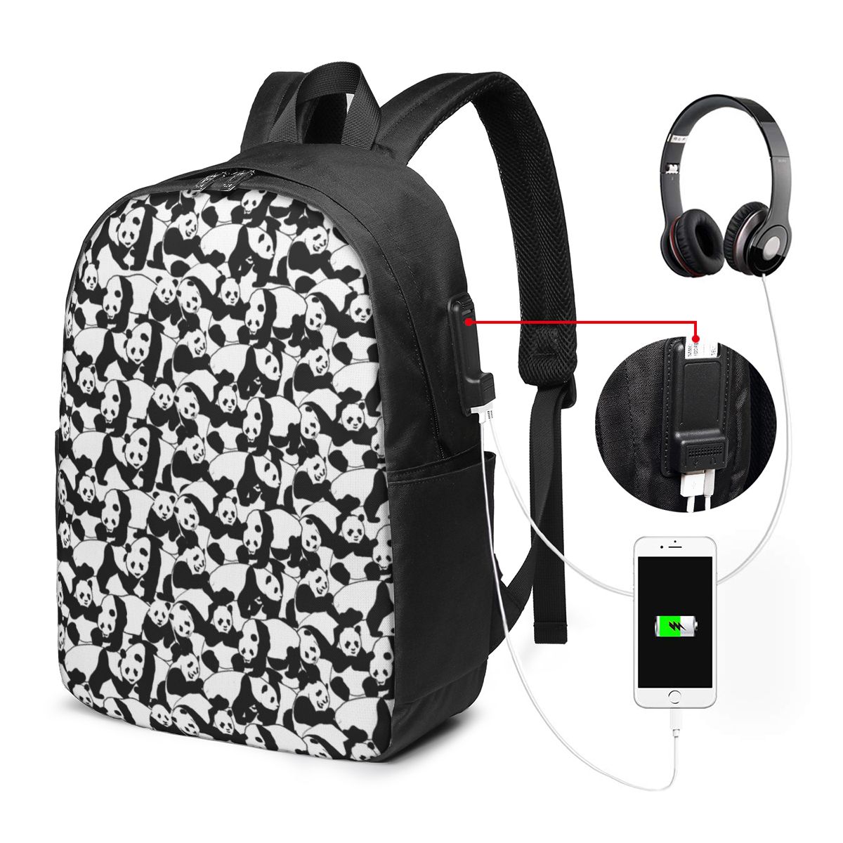 Panda Pattern Backpack Travel  - đánh giá và giá Women Bags For Laptop